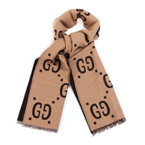 gucci scarf brown and beige|GG cashmere scarf in dark brown and beige .